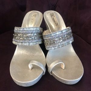 Silver embellished wedges